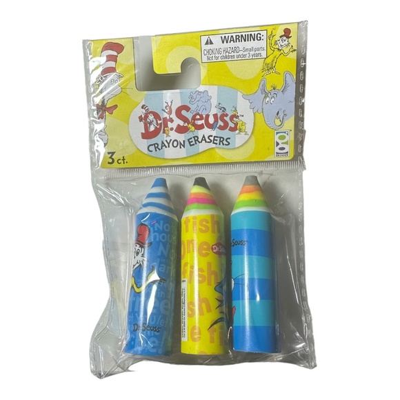 Dr. Seuss 3 Pack Crayon Erasers - Cat in the Hat, Sam I am, Blue Fish - Picture 2 of 2